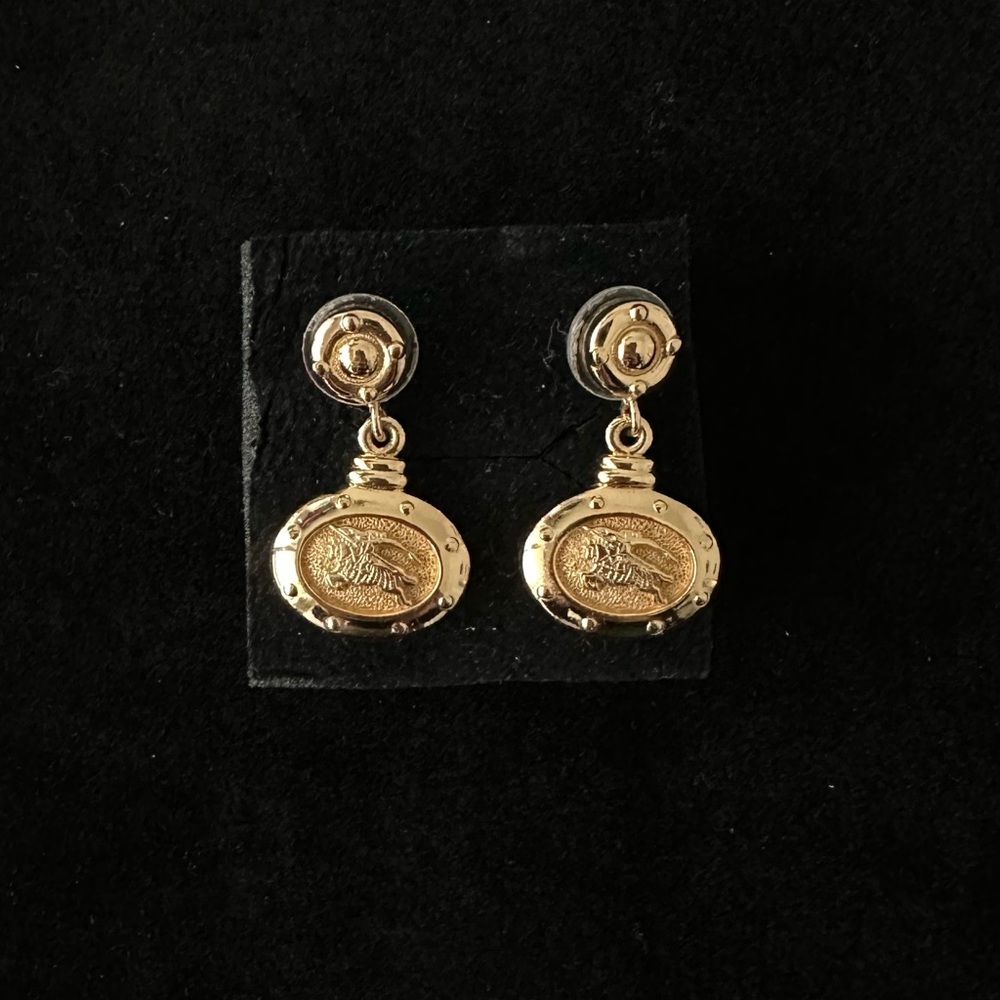 Vintage Burberry — Gold Coin Drop Earrings